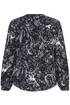 Fransa Womens Flowa V-Neck Blouse 20618003 - Ethnic Stencil Salute Blue
