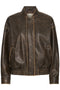 Fransa Womens Ludia Leather Look Zipped Jacket 20618023 - Rain Drum