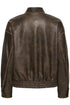 Fransa Womens Ludia Leather Look Zipped Jacket 20618023 - Rain Drum