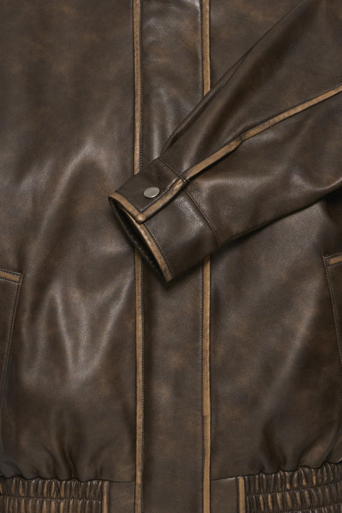 Fransa Womens Ludia Leather Look Zipped Jacket 20618023 - Rain Drum