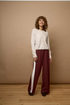 Fransa Womens Aurora Wide Leg Sweat Pants 20618033 - Rum w. White Contrast