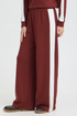 Fransa Womens Aurora Wide Leg Sweat Pants 20618033 - Rum w. White Contrast