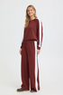 Fransa Womens Aurora Wide Leg Sweat Pants 20618033 - Rum w. White Contrast