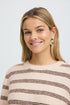 Fransa Womens Kendra Striped Knit Jumper 20618101 - Oatmeal