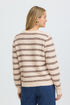 Fransa Womens Kendra Striped Knit Jumper 20618101 - Oatmeal