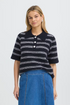 Fransa Womens Kendra Striped Short Sleeve Knit Polo Top 20618102