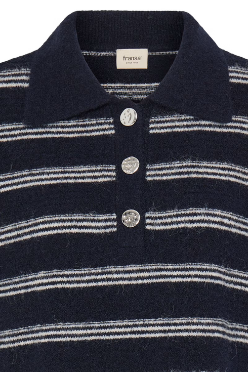 Fransa Womens Kendra Striped Short Sleeve Knit Polo Top 20618102