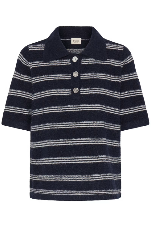 Fransa Womens Kendra Striped Short Sleeve Knit Polo Top 20618102