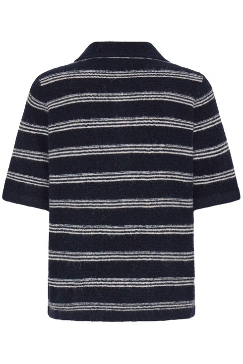 Fransa Womens Kendra Striped Short Sleeve Knit Polo Top 20618102