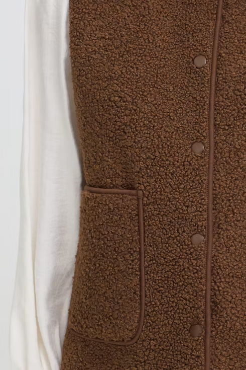 Fransa Womens Gwynne Teddy Vest Waistcoat 20618104 - Rain Drum Brown