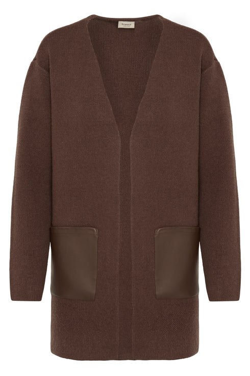 Fransa Womens Gia Long Knit Cardigan 20618110 - Rain Drum Brown