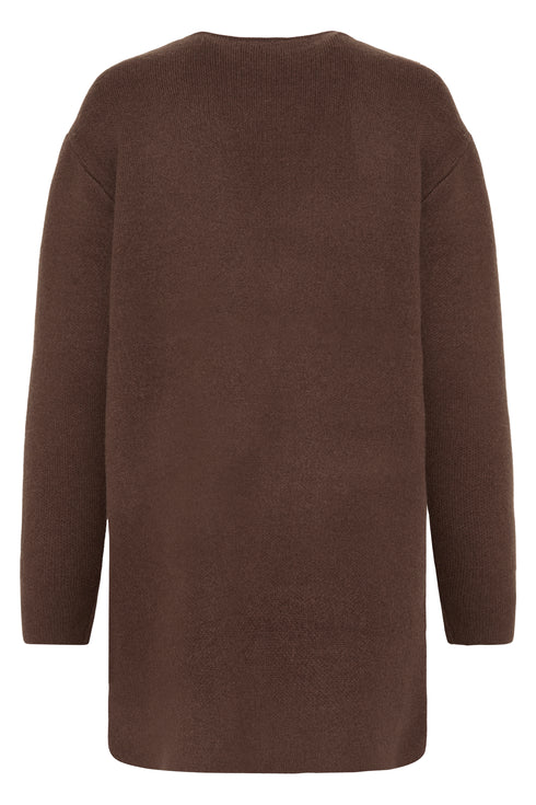 Fransa Womens Gia Long Knit Cardigan 20618110 - Rain Drum Brown