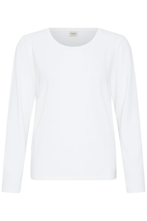 Fransa Womens Clea Round Neck Long Sleeve Top 20618125 WH - White