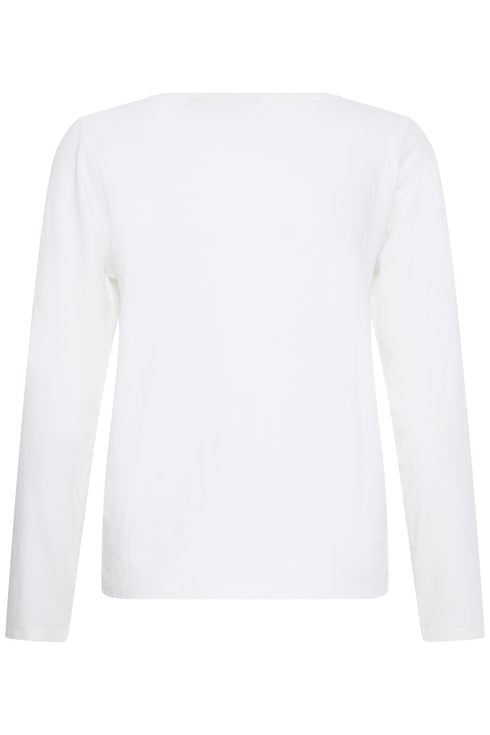 Fransa Womens Clea Round Neck Long Sleeve Top 20618125 WH - White