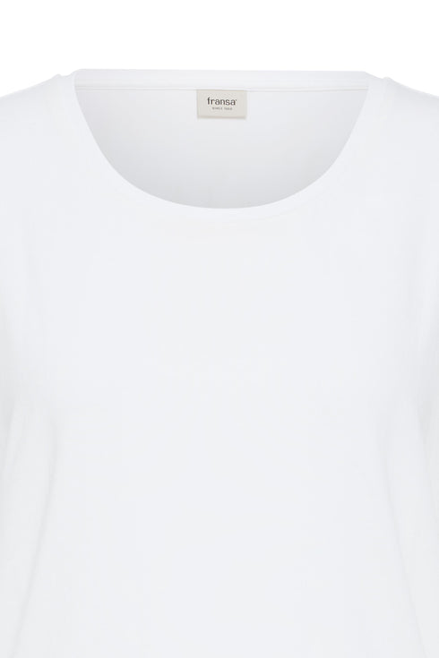 Fransa Womens Clea Round Neck Long Sleeve Top 20618125 WH - White