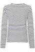 Fransa Womens Clea V-Neck Striped Long Sleeve Top 20618126 NVY - Navy Stripe