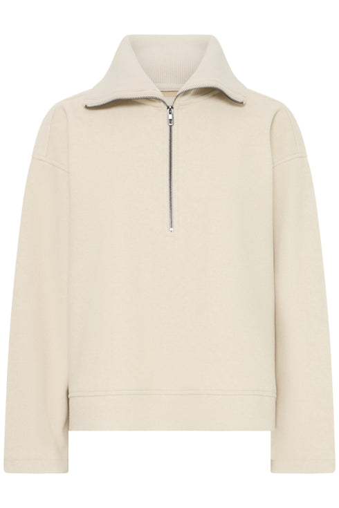 Fransa Joa 3/4 Zip Pullover 20618146 - Oatmeal Melange