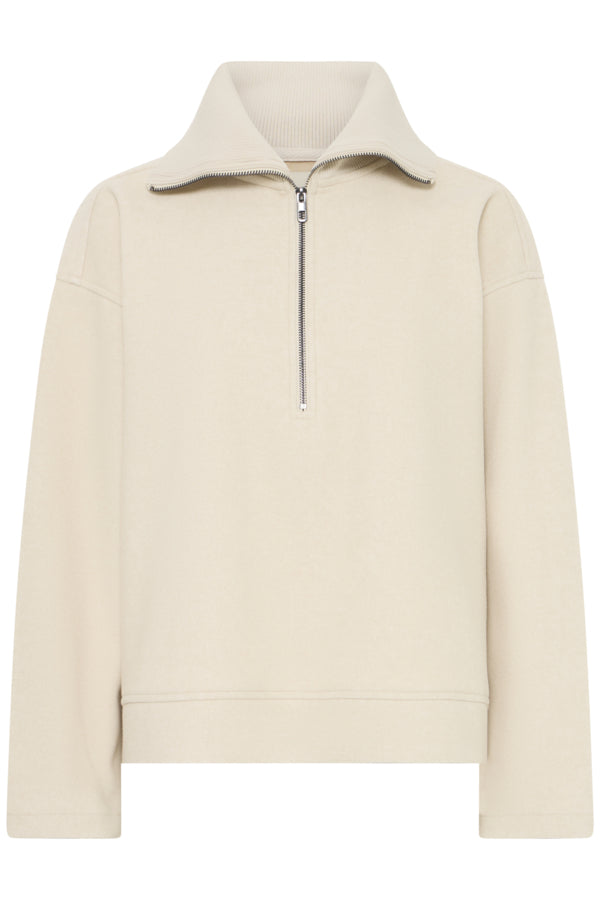Fransa Joa 3/4 Zip Pullover 20618146 - Oatmeal Melange