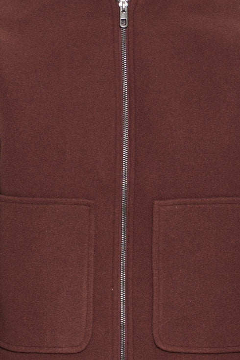 Fransa Womens Joa Full Zip Casual Jacket 20618147 - Rum Raisin Melange