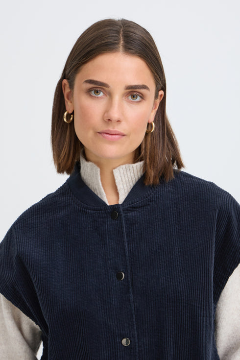 Fransa Womens Salomi Corduroy Bomber Waistcoat 20618195 - Salute / Blue