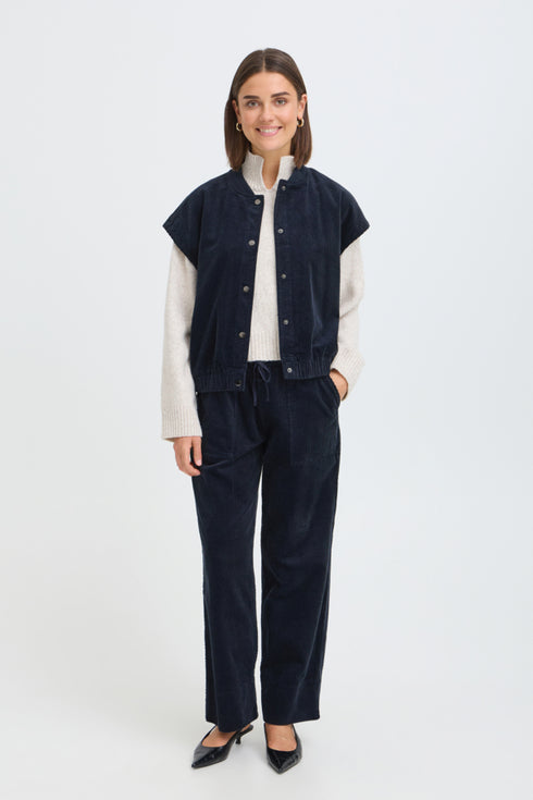 Fransa Womens Salomi Corduroy Bomber Waistcoat 20618195 - Salute / Blue