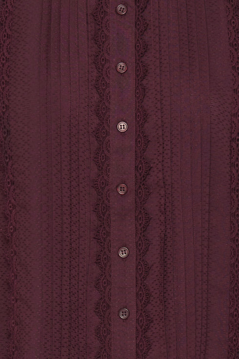 Fransa Womens Cajsa Lace Detailed Long Sleeve Blouse 20618200 - Port Royale