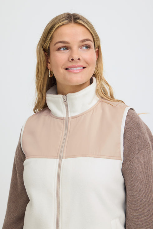 Fransa Womens Flea Zip Waistcoat Gilet 20618216 - Whisper White
