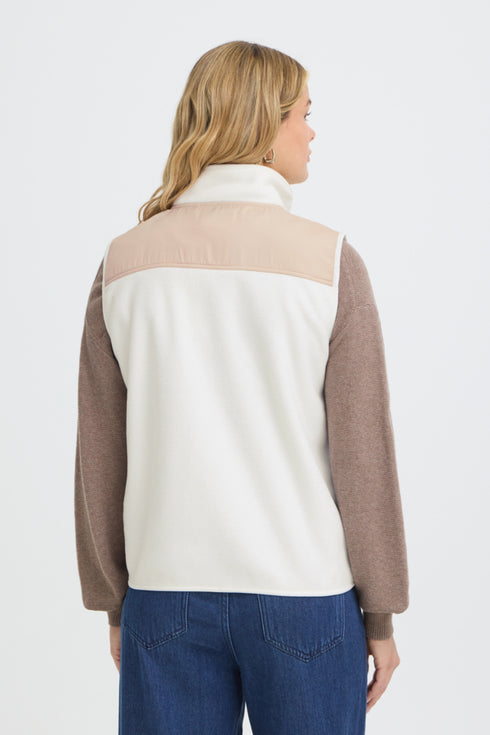 Fransa Womens Flea Zip Waistcoat Gilet 20618216 - Whisper White