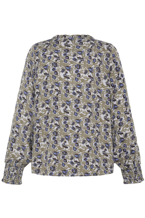 Fransa Womens Gladis V-Neck Long Sleeve Blouse 20618218 - Entangles Fir Green