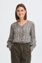 Fransa Womens Gladis V-Neck Long Sleeve Blouse 20618218 - Entangles Fir Green