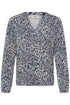 Fransa Womens Amy V-Neck Long Sleeve Blouse 20618225 ABS - Aura Bloom Salute / Blue