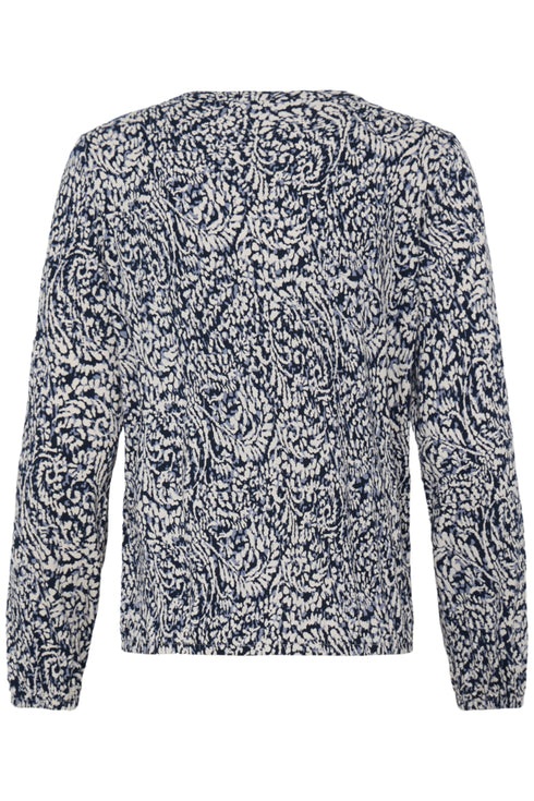 Fransa Womens Amy V-Neck Long Sleeve Blouse 20618225 ABS - Aura Bloom Salute / Blue