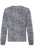 Fransa Womens Amy V-Neck Long Sleeve Blouse 20618225 ABS - Aura Bloom Salute / Blue
