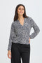 Fransa Womens Amy V-Neck Long Sleeve Blouse 20618225 ABS - Aura Bloom Salute / Blue