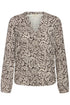Fransa Womens Amy V-Neck Long Sleeve Blouse 20618225ABHF - Aura Bloom Hot Fudge / Brown