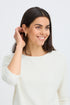 Fransa Womens Jalira 3/4 Sleeve Ribbed T-Shirt 20618236 WW - Whisper White