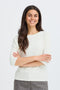 Fransa Womens Jalira 3/4 Sleeve Ribbed T-Shirt 20618236 WW - Whisper White
