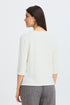 Fransa Womens Jalira 3/4 Sleeve Ribbed T-Shirt 20618236 WW - Whisper White