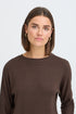 Fransa Womens Jalira 3/4 Sleeve Ribbed T-Shirt 20618236 HF - Hot Fudge Melange