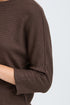 Fransa Womens Jalira 3/4 Sleeve Ribbed T-Shirt 20618236 HF - Hot Fudge Melange