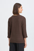 Fransa Womens Jalira 3/4 Sleeve Ribbed T-Shirt 20618236 HF - Hot Fudge Melange