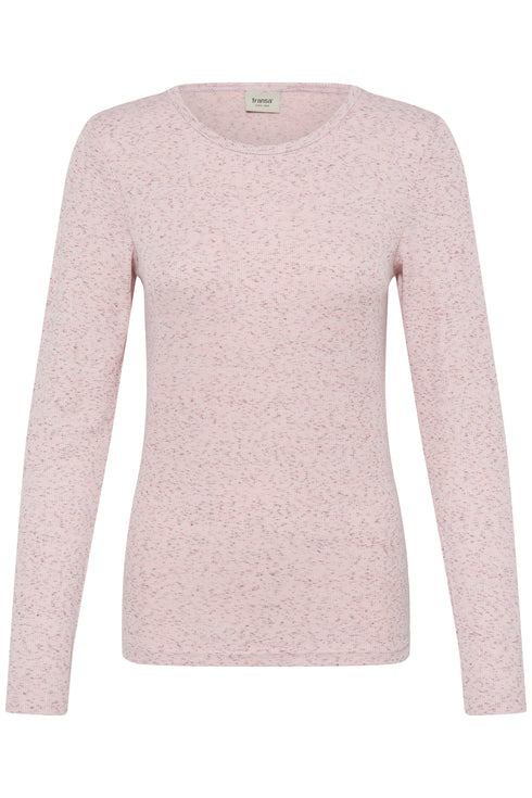 Fransa Womens Javina Round Neck Long Sleeve Top 20618239 - Silver Pink Melange