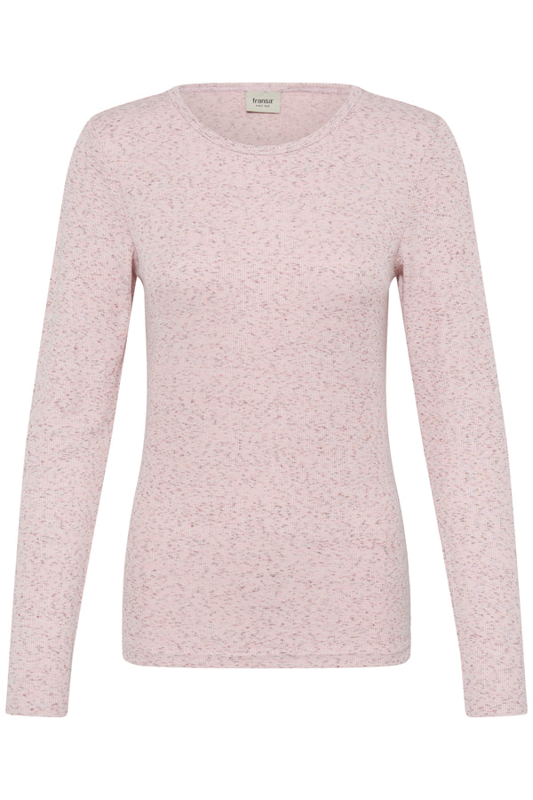 Fransa Womens Javina Round Neck Long Sleeve Top 20618239 - Silver Pink Melange