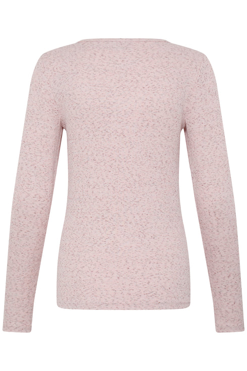 Fransa Womens Javina Round Neck Long Sleeve Top 20618239 - Silver Pink Melange