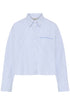 Fransa Womens Yara Cropped Shirt 20618263 - Blue Blizzard Stripe