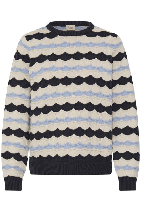Fransa Womens Katja Knitted Round Neck Jumper 20618272 - Salute Stripes
