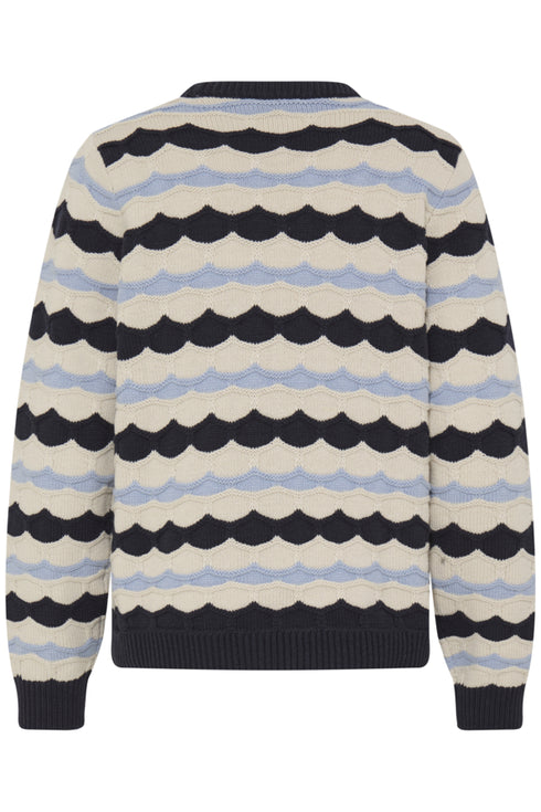 Fransa Womens Katja Knitted Round Neck Jumper 20618272 - Salute Stripes