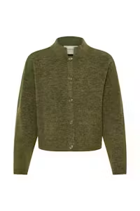 Fransa FQSANNY Stand Collar Wool Blend Knit Cardigan 20618298 - Fir Green Melange