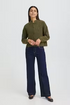 Fransa FQSANNY Stand Collar Wool Blend Knit Cardigan 20618298 - Fir Green Melange