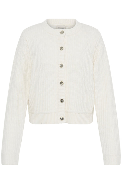 Fransa Womens Chavelly Button-Up Knit Cardigan 20618300 - Whisper White